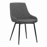 Benjara BM155594 Fabric Upholstered Dining Chair with Metal Legs, Black and Gray