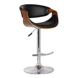 Benjara BM155626 Adjustable Bucket Seat Barstool with Wooden Support, Black and Brown