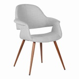 Benjara BM155649 Fabric Mid Century Dining Chair with Round Tapered Legs, Gray and Brown