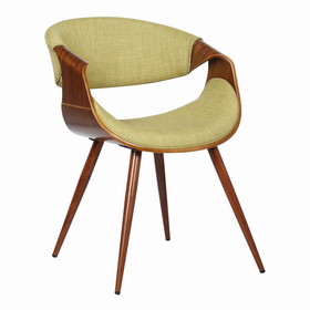 Benjara BM155662 Curved Back Fabric Dining Chair with Round Tapered Legs, Brown and Green