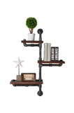 Benjara BM155699 Metal Body Floating Three Wall Shelves with Pipe Design, Gray and Brown