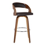 Benjara BM155717 26 Inch Swivel Faux Leather Counter Height Barstool with Open Back, Brown