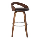 Benjara BM155721 26 Inch Faux Leather Swivel Counter Height Barstool with Open Back, Brown
