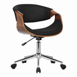 Benjara BM155774 Curved Leatherette Wooden Frame Adjustable Office Chair, Brown and Black