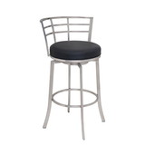 Benjara BM155787 Curved Metal Back Counter Height Barstool with Flared Legs, Black and Silver