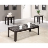 Benzara BM156133 Impressive 3 piece occasional table set with marble top, black