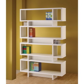 Benzara BM156244 Tremendous white bookcase with open shelves