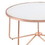 Benzara BM156784 18 Inch Round Coffee Table with Frosted Glass Top, Rose Gold