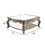 Benzara BM156824 18 Inch Glass Top Wooden Coffee Table, Antique Taupe