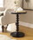 Benzara BM157293 22 Inch Round Wooden Side Table with Turned Base, Black