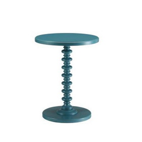 Benzara BM157295 Astonishing Side Table With Round Top, Teal Blue