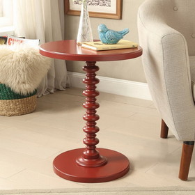 Benzara BM157296 Astonishing Side Table With Round Top, Red