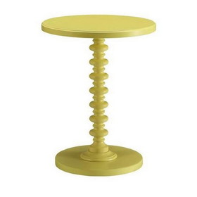 Benzara BM157297 Astonishing Side Table With Round Top, Yellow