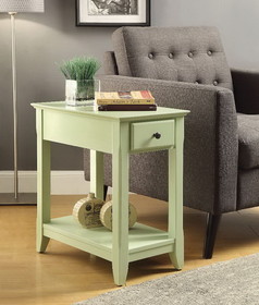 Benzara BM157303 23" Rectangular Wooden Side Table with 1 Drawer, Green