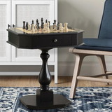 Benzara BM157306 31 Inch Chess Game Table With Clipped Corners, Brown