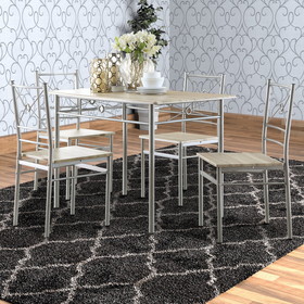Benzara BM158031 Sturdy Dining Table In A set Of Five, Silver