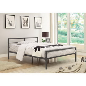 Benzara BM158052 Traditional Styled Full Bed with Sleek Lines, Gray