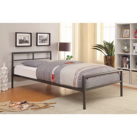 Benzara BM158053 Traditional Styled Twin Size Bed with Sleek Lines, Gray