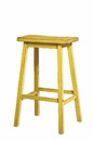 Benzara BM158805 Wooden Barstool with Saddle Design Seat, Set of 2, Distressed Yellow