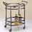 Benzara BM158856 26.75 Inch Oval Shaped Metal Serving Cart with 2 Shelves, Brass