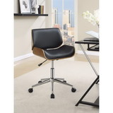 Benzara BM159075 Contemporary Small-Back Home Office Chair, Black/Walnut
