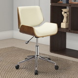 Benzara BM159076 Contemporary Small-Back Home Office Chair, Beige/Walnut