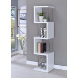 Benzara BM159152 Modern Four Tier Wood And Metal Bookcase, White
