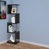 Benzara BM159153 Well-made Four Tier Wood And Metal Bookcase, Black