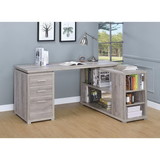 Benzara BM159165 Contemporary Style L-Shaped Office Desk, Gray