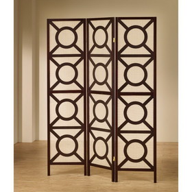 Benzara BM159225 Modern Circle Patterned Wooden Folding Screen, Brown