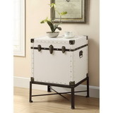 Benzara BM160134 Trendy Trunk Style Accent Side Table, White