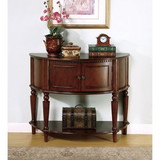 Benzara BM160197 Brown Wooden Console Table With Curved Front & Inlay Shelf