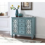 Benzara BM160251 Traditional Wooden Accent Cabinet, Blue