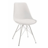 Benzara BM160836 Modern Style Dining Chair with Chrome Legs, White, Set of 2