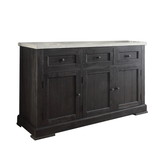 Benzara BM163021 Commodious Wooden Server, White Marble Top & Weathered Black