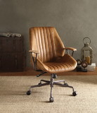 Benzara BM163558 Metal & Leather Executive Office Chair, Coffee Brown