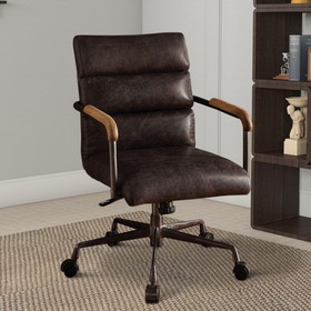 Benzara BM163561 Metal & Leather Executive Office Chair, Antique Brown