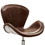Benzara BM163616 Metal Swivel Accent Chair with Curved Leatherette Seat, Brown and Silver
