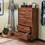 Benzara BM163643 Enchanting Wooden Chest With 5 Drawers, Walnut Brown