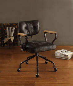 Benzara BM163667 Metal & Leather Executive Office Chair, Black
