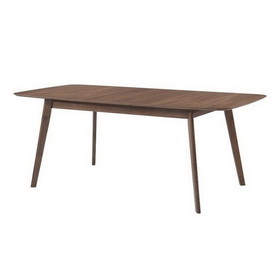 Benzara BM163722 Wooden Dining Table With Round Corners, Walnut Brown