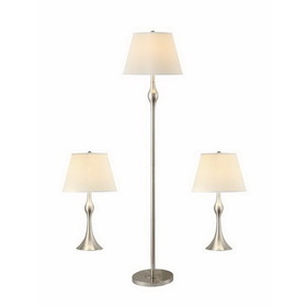 Benzara BM163921 Elegant Set Of Three Traditional Lamp, Silver