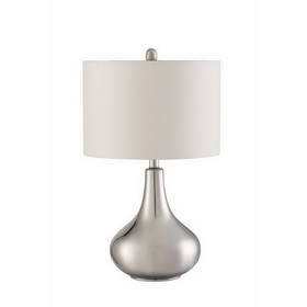 Benzara BM163935 Sophisticated Teardrop Glass Table Lamp, White And Clear