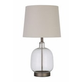 Benzara BM163996 Beautifully Designed Glass Table Lamp, White And Clear