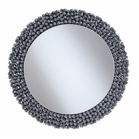 Benzara BM164009 Round Contemporary Wall Mirror, Silver