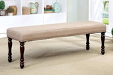Benzara BM166213 Wooden Bench With Padded Fabric Seat, Cherry Brown