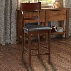 Benzara BM166590 Wooden Counter Height Chair, Dark Brown, Set of 2