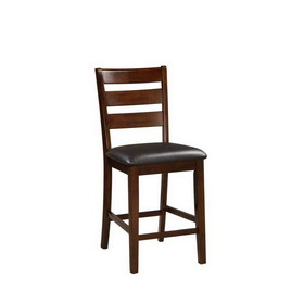 Benzara BM166592 Wooden Counter Height Armless Chair, Walnut brown, Set of 2