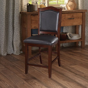 Benzara BM166594 Wooden Armless High Chair, Espresso Brown & Black, Set of 2