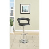 Benzara BM166615 Metal Base Bar Stool With Faux Leather Seat And Gas Lift Black & Silver Set of 2